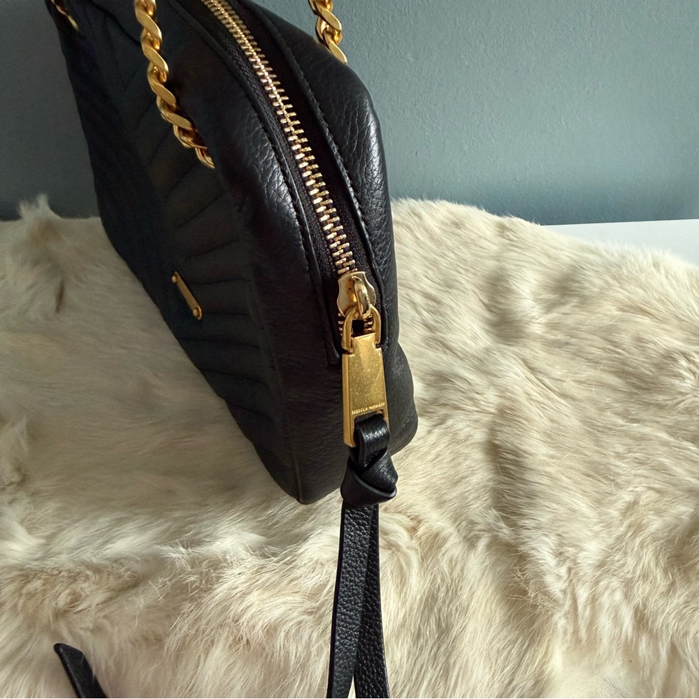 Rebecca Minkoff Edie Antique Brass Zip Leather Shoulder Bag - Picture 5 of 11